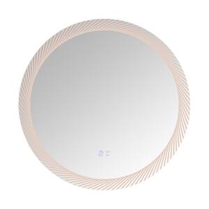 23.60 in. W x 23.60 in. H Small Round Frameless Anti-Fog Wall-Mounted Bathroom Vanity Mirror in Silver