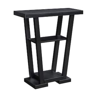 Newport 32 in. Black Standard Rectangle Console Table with Storage