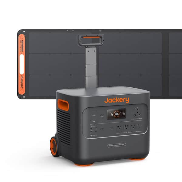 3000-Watt Output/6000W Peak Portable Power Station Explorer 3000 Pro Push Start Battery Generator/1 Solar Panel Included