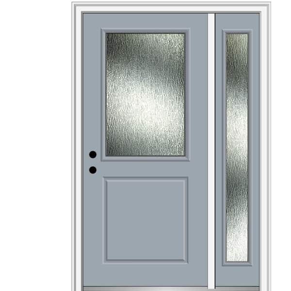 MMI Door 50 in. x 80 in. Right-Hand Inswing Rain Glass Storm Cloud Fiberglass Prehung Front Door on 4-9/16 in. Frame