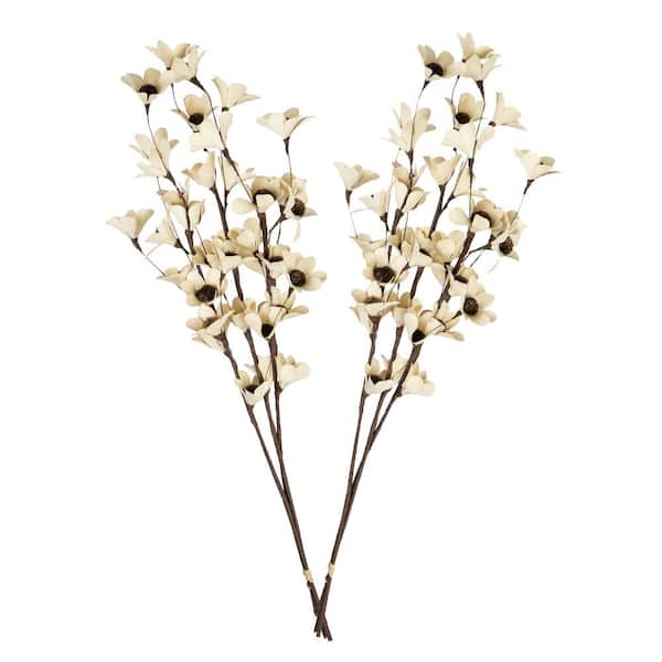 Bindle & Brass Handcrafted 32 in. White Deco Flowers Dried Natural (2-Pack)