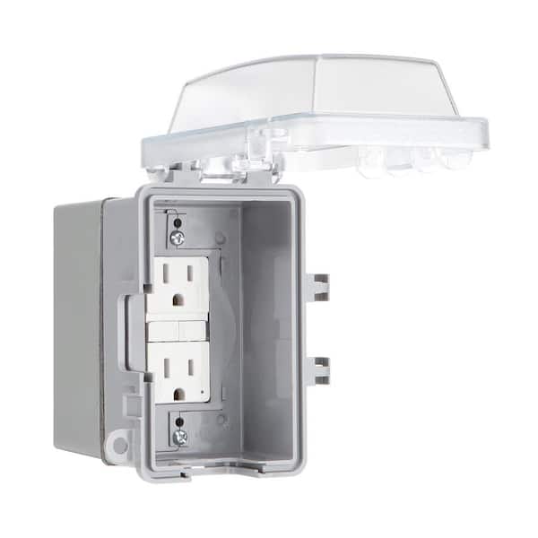Commercial Electric - 1-Gang Extra Duty Horizontal/Vertical Non-Metallic Weatherproof In-Use Cover Kit (16-in-1-Configurations), Clear