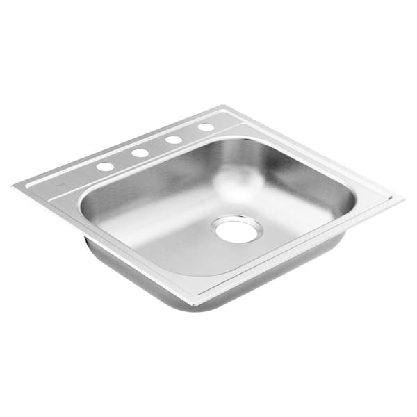 MOEN 2000 Series Stainless Steel 25 in. 4-Hole Single Bowl Drop-In Kitchen Sink with 5.5 in. Depth and Right Rear Drain Hole