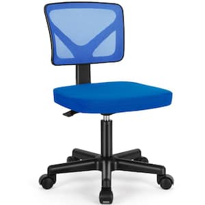 Mesh Back Adjustable Height Ergonomic Armless Computer Office Chair in Blue for Small Spaces
