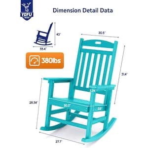 Aruba Blue Plastic Patio Outdoor Rocking Chair, Fire Pit Adirondack Rocker Chair with High Backrest(2-Pack)