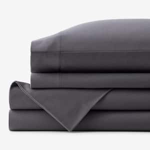 Legends Hotel 3-Piece Stone Gray Velvet Flannel Twin Sheet Set