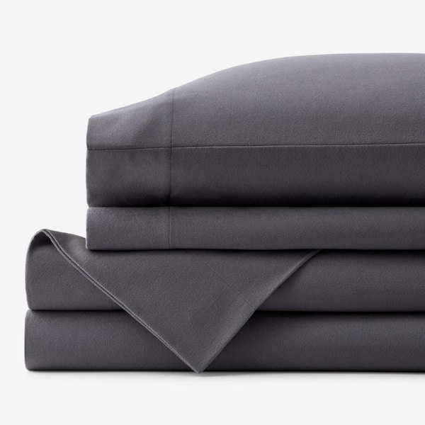 Legends Hotel 3-Piece Stone Gray Velvet Flannel Twin Sheet Set