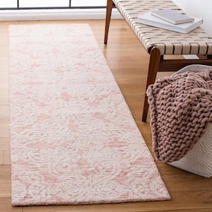 Metro Dark Pink/Ivory 2 ft. x 8 ft. Floral Abstract Runner Rug