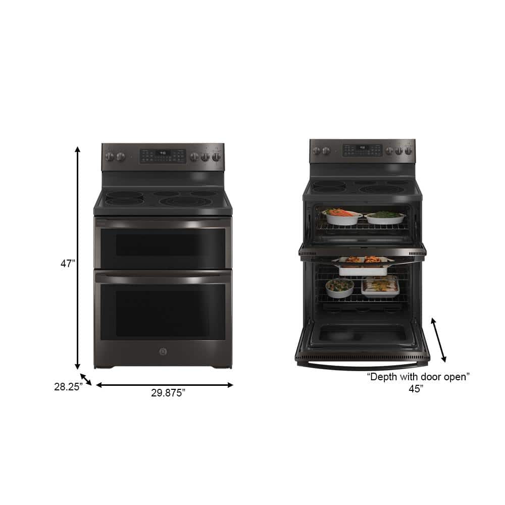 30" Black Stainless Smart Freestanding Electric Double Oven Range