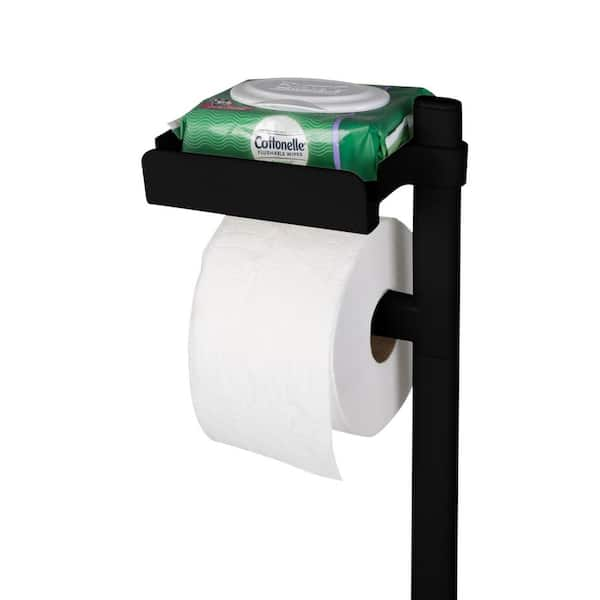 Bath Bliss 3 in 1-Freestanding Toilet Paper Holder Dispenser in Black