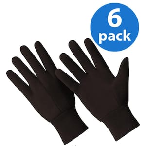 Multi-Purpose Poly/Cotton Brown Jersey Gloves, 6 Pair Value Pack