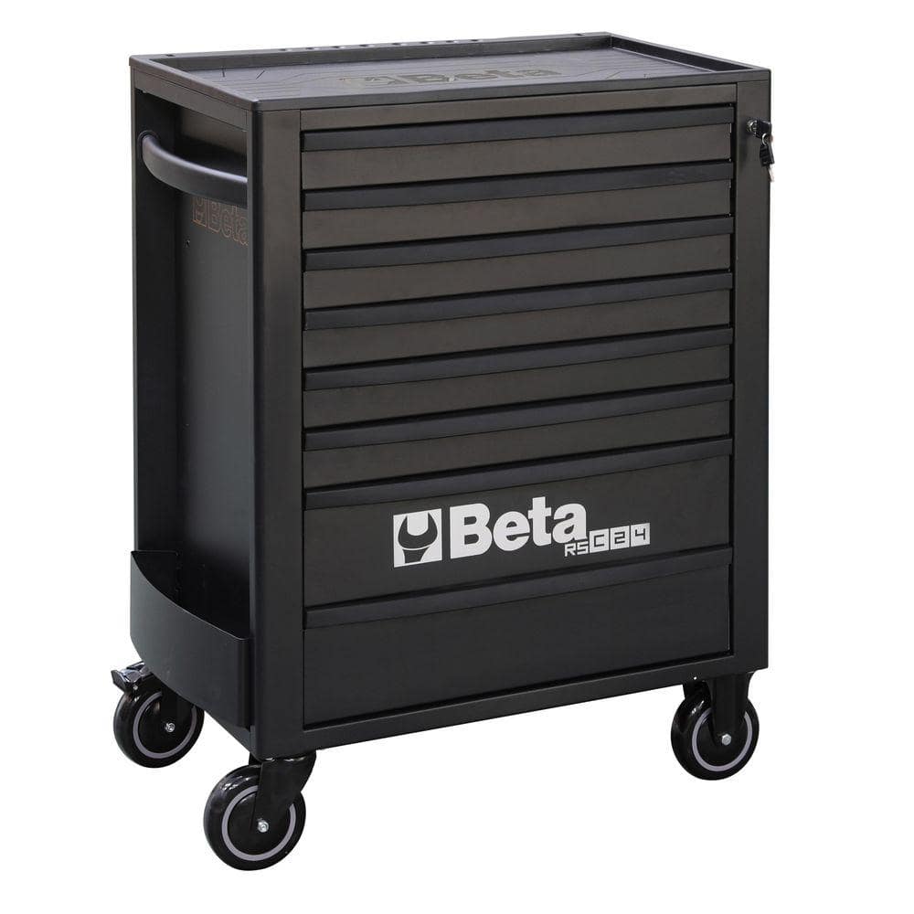 Beta RSC24 Heavy Duty 29 in. Wide Black Steel Rolling Tool Box, 8 ...