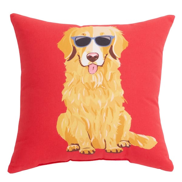 16 in. x 16 in. Sunglasses Dog Outdoor Throw Pillow