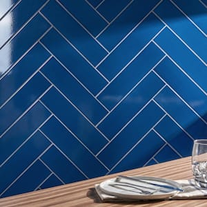 Colorwave Nautical Blue 4.43 in. x 17.62 in. Polished Crackled Ceramic Subway Wall Tile (10.35 Sq. Ft./Case)