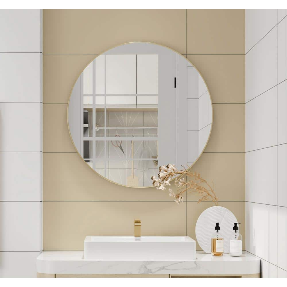 ARTCHIRLY 32 in. W x 32 in. H Round Metal Framed Wall Bathroom Vanity
