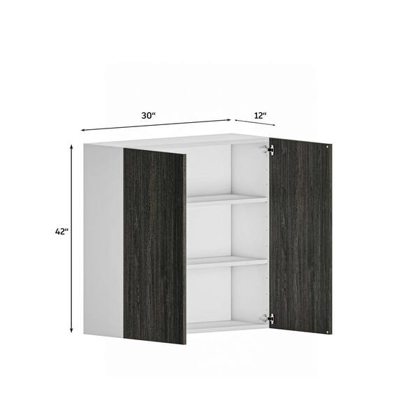 Cambridge Quick Assemble Modern Style, Carbon Marine 15 x 42 in. Wall Kitchen Cabinet (15 in. W x 12 D x 42 in. H)