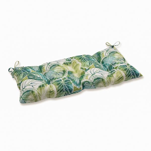 Pillow Perfect Tropical Rectangular Outdoor Bench Cushion in Green