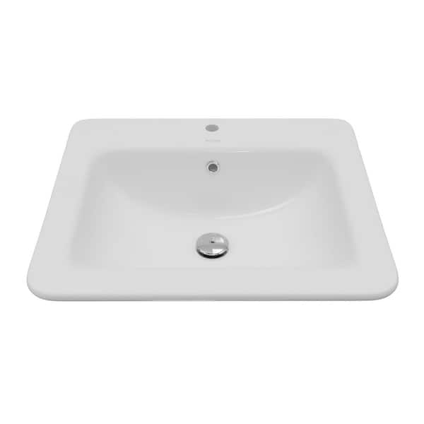 Valera 21-1/4 in. x 18-1/8 in. Rectangular Drop-In Vitreous China Bathroom Sink in White