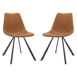 Kayne Cognac/Black 18 in. Iron Dining Chair Set of 2