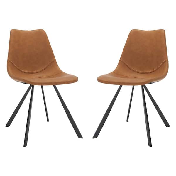 SAFAVIEH Kayne Cognac/Black 18 in. Iron Dining Chair Set of 2