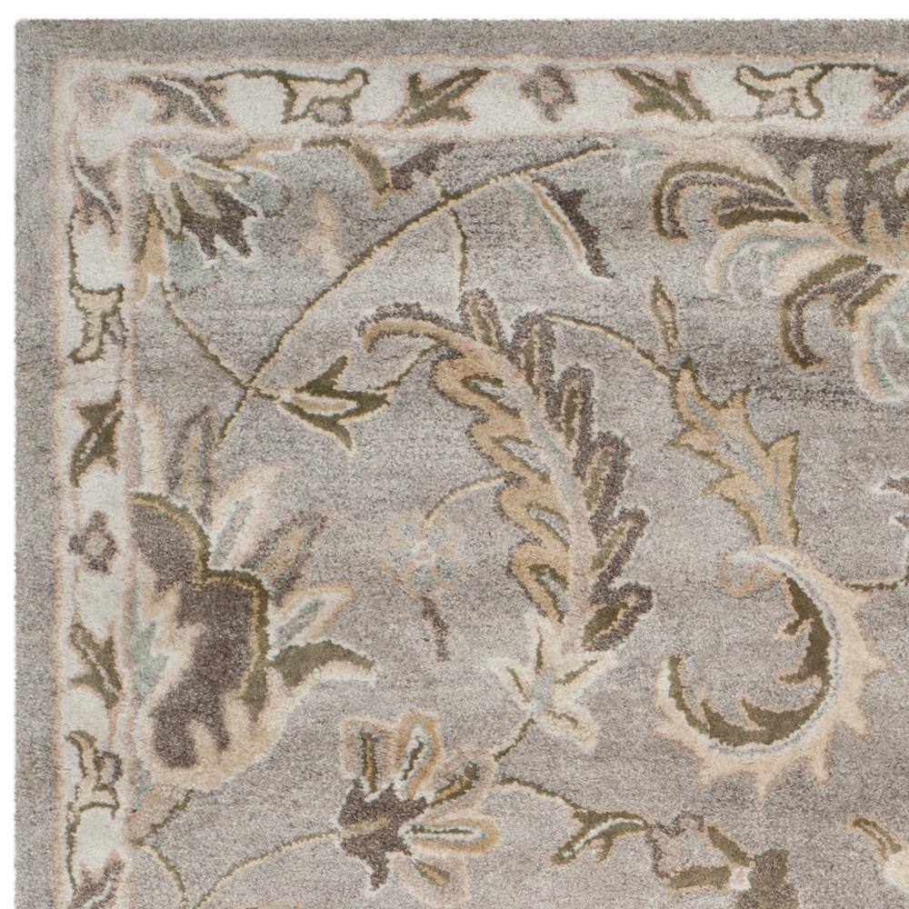 Elegant Gray Floral Tufted Wool and Viscose 8' x 10' Area Rug