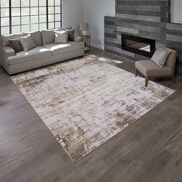 Quattro Alder Beige 9 ft. x 13 ft. Abstract Indoor Area Rug