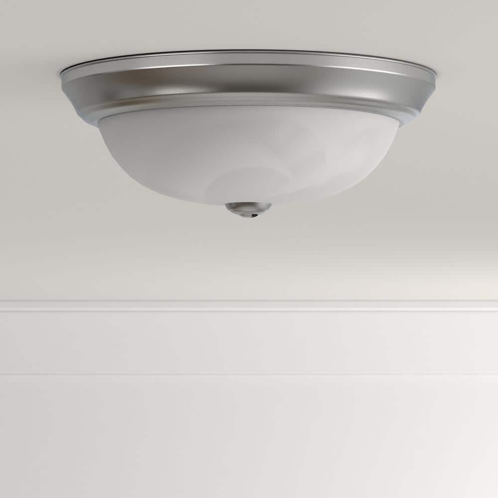 Pewter 15" Alabaster Glass Flush Mount Ceiling Light