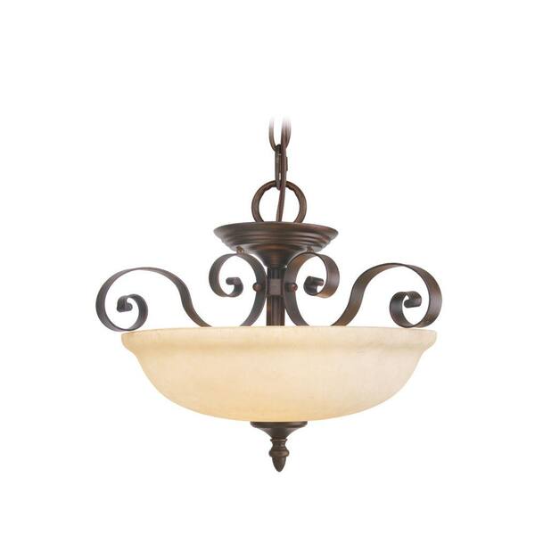Livex Lighting 3-Light Imperial Bronze Chandelier with Vintage Scavo Glass