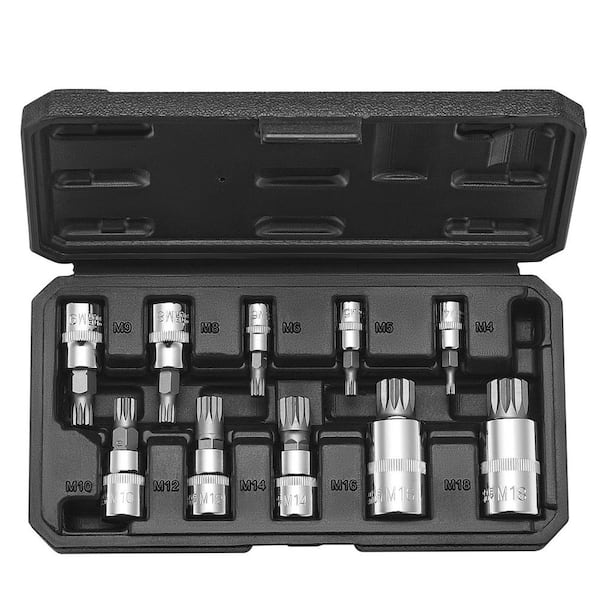 SKYSHALO XZN Triple Square Spline Bit Socket Set, 10-Piece M4-M18