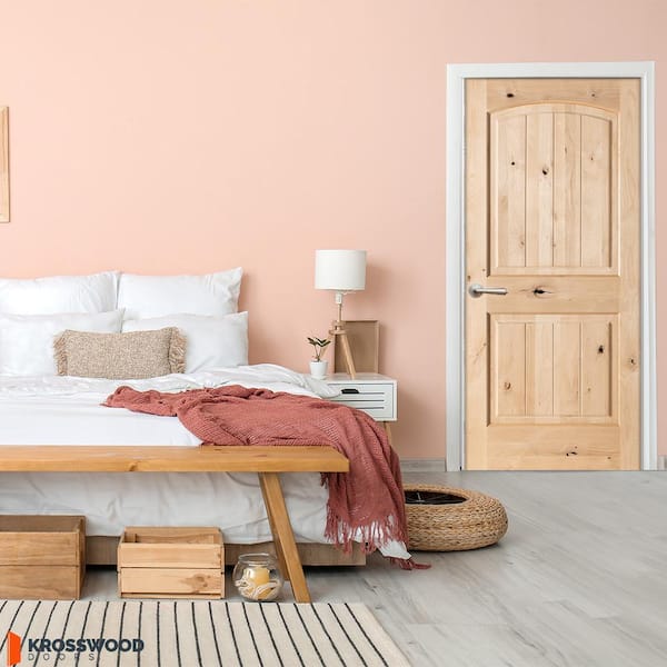 DIY RTA Kit 32in.x80in. Knotty Alder 2Panel Right-Hand TopArch VG Unfinished Wood Single Ready To Assemble Interior Door