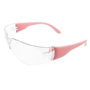 Womens Safety Anti Scratch Glasses with Clear Anti-Fog Lenses and Pink Frames 