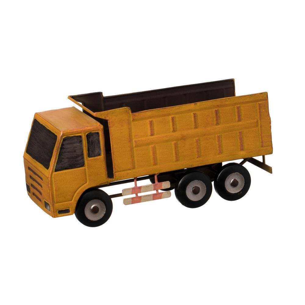 Vintiquewise Decorative Rustic Metal Yellow Single-Bottle Truck Wine Rack for Tabletop or Countertop