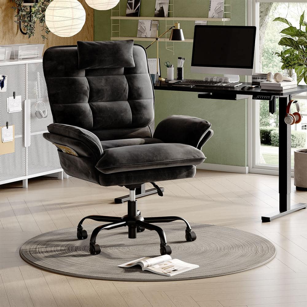 Bestier Velvet Seat High-Back Ergonomic Office Chair in