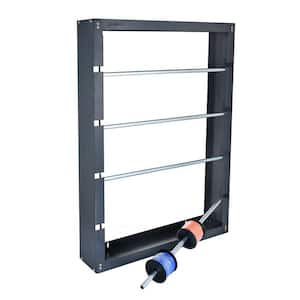 Grey Steel 4-Rod Electrical Wire Spool Rack Dispenser, Conduit Display, Cable Caddy