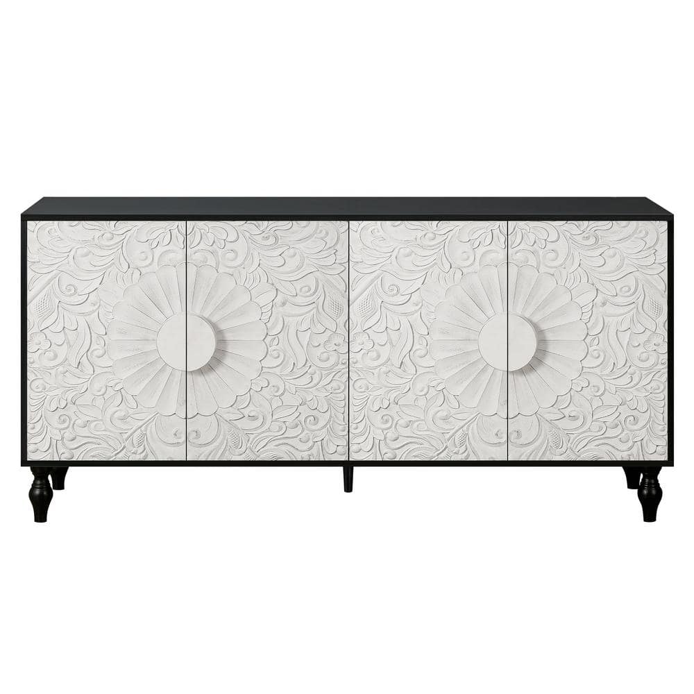 62.99 in. W x 15.75 in. D x 32.00 in. H White Linen Cabinet, TV Stand Table, Sideboards with 4 Doors price history on PriceWatchPro