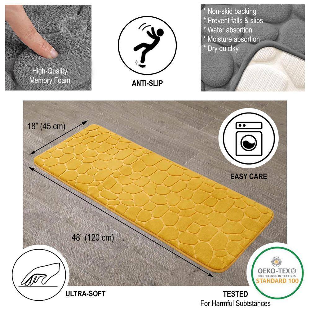 Yellow Mustard Memory Foam Runner Mat with 3D Pebble Design