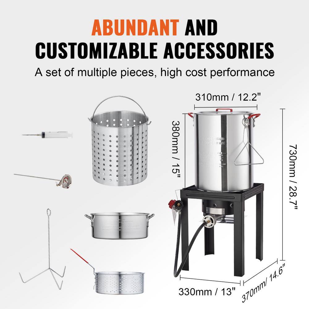 VEVOR VEVOR Premium Aluminum 30 Qt. Turkey Fryer And 10 Qt. Fish Fryer Boiler Steamer Set