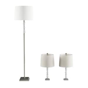 23 in. Crystal Double Tiered Table Lamps and 63 in. Floor Lamp (Set of 3)