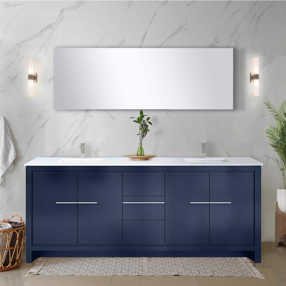 Clairo 80 in. W x 20 in. D Navy Blue Double Bath Vanity with White Quartz Top Brushed Nickel Faucet Set and 70 in.Mirror price history on PriceWatchPro