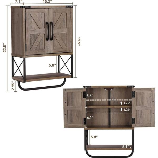 Adrinfly 15 in. W x 7 in. D x 23 in. H in Rattan Wood Ready to Assemble Upper Medicine Cabinet with Adjustable Shelf