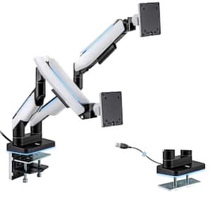 Heavy-Duty Gas Spring Dual Monitor Arm Desk Mount with RGB Lights for 27 in. to 35 in. 44 lbs. Widescreen Curved Screens