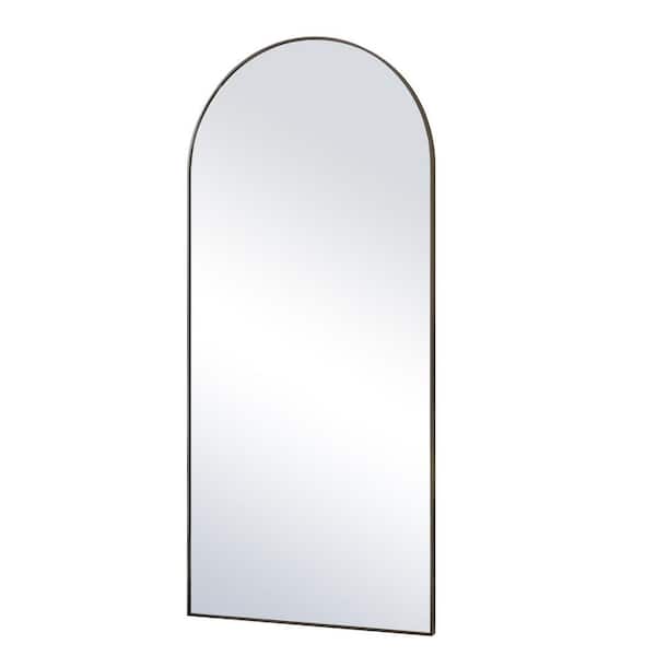 Black 30 in. W x 67 in. H Arched Modern Metal Framed Floor Mirror Full Length Mirror