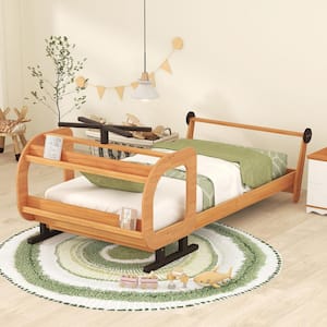 Beige Fabric Frame Twin Platform Bed for Home or Office