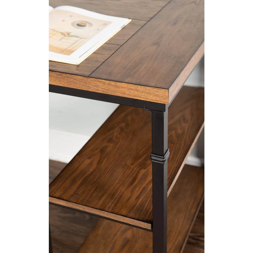 Austin Black and Ash Wood Two Shelf Desk