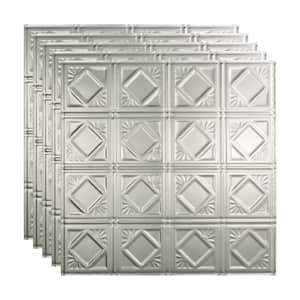 Traditional #4 2 ft. x 2 ft. Brushed Aluminum Lay-In Vinyl Ceiling Tile (20 sq. ft.)