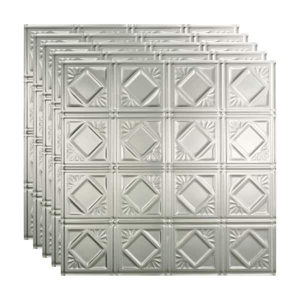 Fasade Traditional #4 2 ft. x 2 ft. Brushed Aluminum Lay-In Vinyl Ceiling Tile (20 sq. ft.)