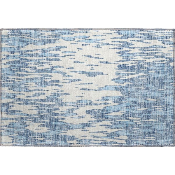 Addison Rugs Mayfield Premium Machine Washable Abstract AMF945 Denim 2 ft. x 3 ft. Area Rug
