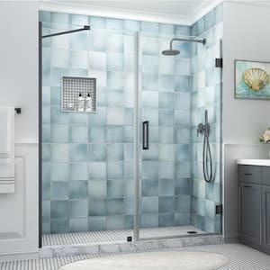 Belmore XL 69.25 - 70.25 in. W x 80 in. H Frameless Hinged Shower Door with Clear StarCast Glass in Matte Black