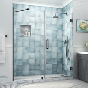 Belmore XL 70.25 - 71.25 in. W x 80 in. H Frameless Hinged Shower Door with Clear StarCast Glass in Matte Black