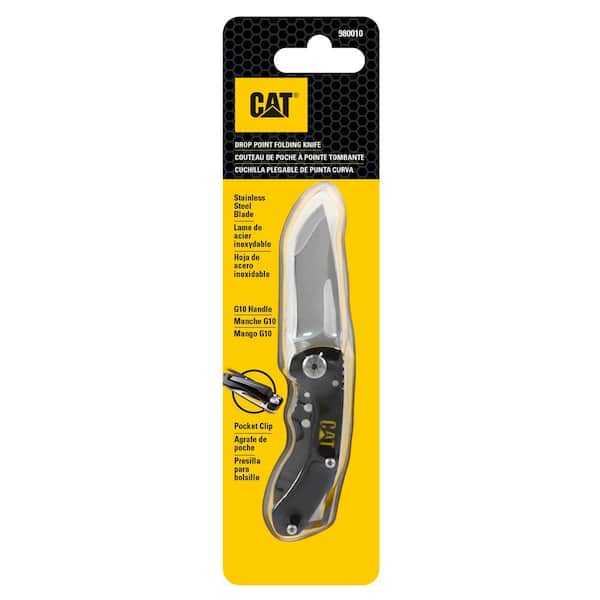 CAT 5 in. Drop Point Serrated Folding Knife 980010 - The Home Depot